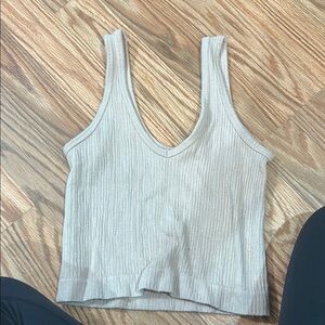 Beige Ribbed Knit Tank Top